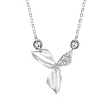 Lab-Grown Diamond Pavé Leaf Pendant in White Gold
