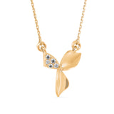 Lab-Grown Diamond Pavé Leaf Pendant in Yellow Gold