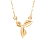 Lab-Grown Diamond Pavé Leaf Pendant in Yellow Gold