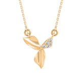 Lab-Grown Diamond Pavé Leaf Pendant in Yellow Gold