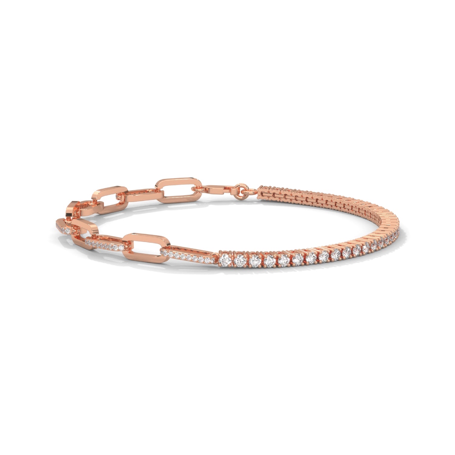 Lab-Grown Diamond Pavé Link Tennis Bracelet in Rose Gold