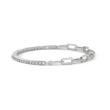 Lab-Grown Diamond Pavé Link Tennis Bracelet in White Gold