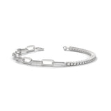Lab-Grown Diamond Pavé Link Tennis Bracelet in White Gold