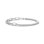 Lab-Grown Diamond Pavé Link Tennis Bracelet in White Gold