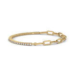 Lab-Grown Diamond Pavé Link Tennis Bracelet in Yellow Gold