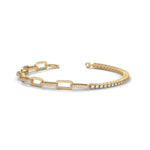 Lab-Grown Diamond Pavé Link Tennis Bracelet in Yellow Gold