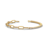 Lab-Grown Diamond Pavé Link Tennis Bracelet in Yellow Gold