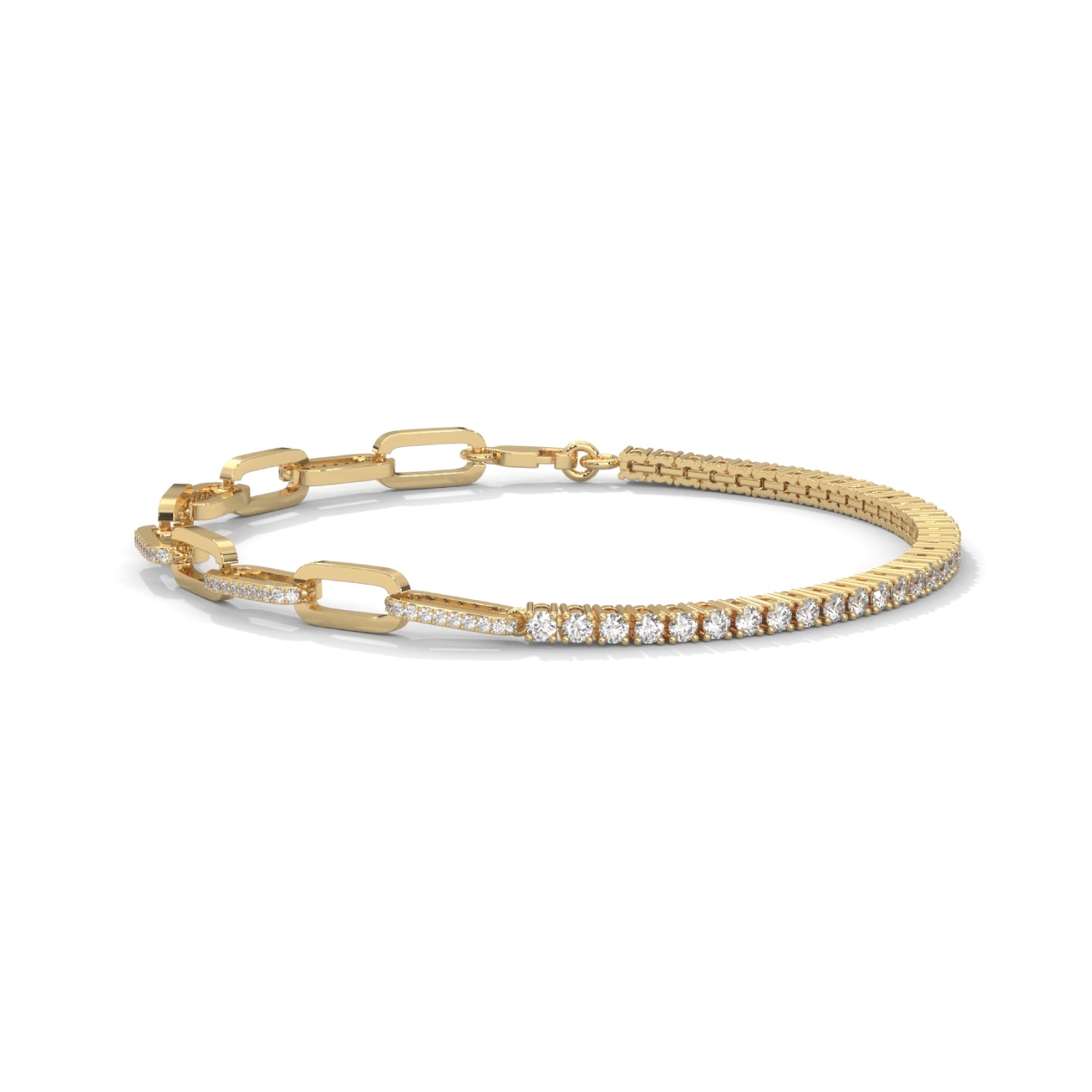 Lab-Grown Diamond Pavé Link Tennis Bracelet in Yellow Gold