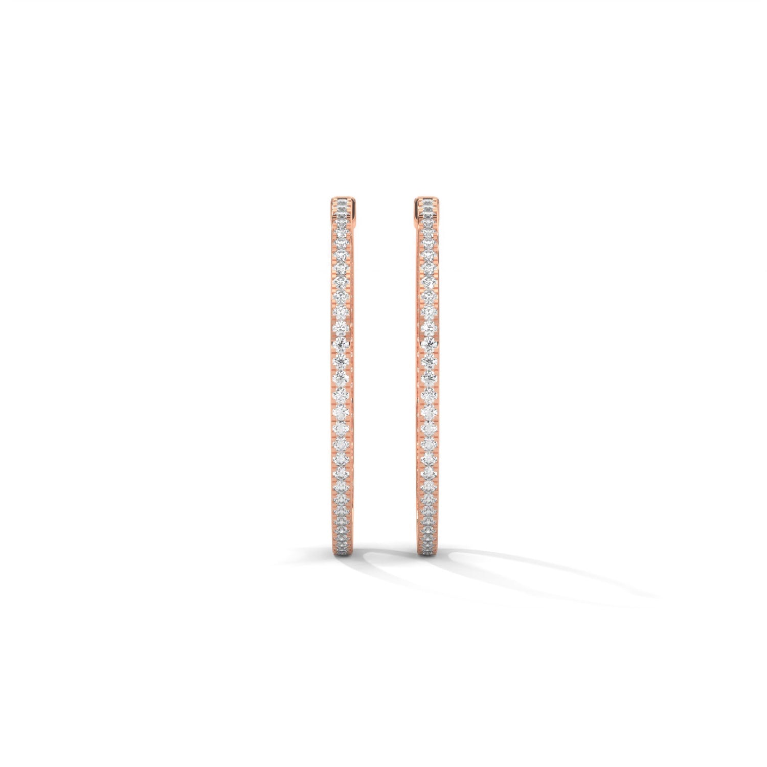 Lab-Grown Diamond Pavé Medium Hoop Earrings in Rose Gold