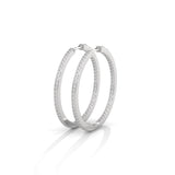 Lab-Grown Diamond Pavé Medium Hoop Earrings in White Gold