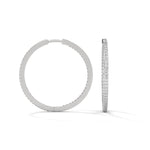 Lab-Grown Diamond Pavé Medium Hoop Earrings in White Gold