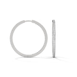 Lab-Grown Diamond Pavé Medium Hoop Earrings in White Gold