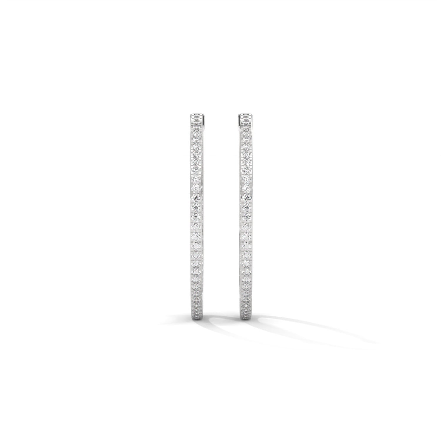 Lab-Grown Diamond Pavé Medium Hoop Earrings in White Gold