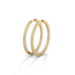 Lab-Grown Diamond Pavé Medium Hoop Earrings in Yellow Gold