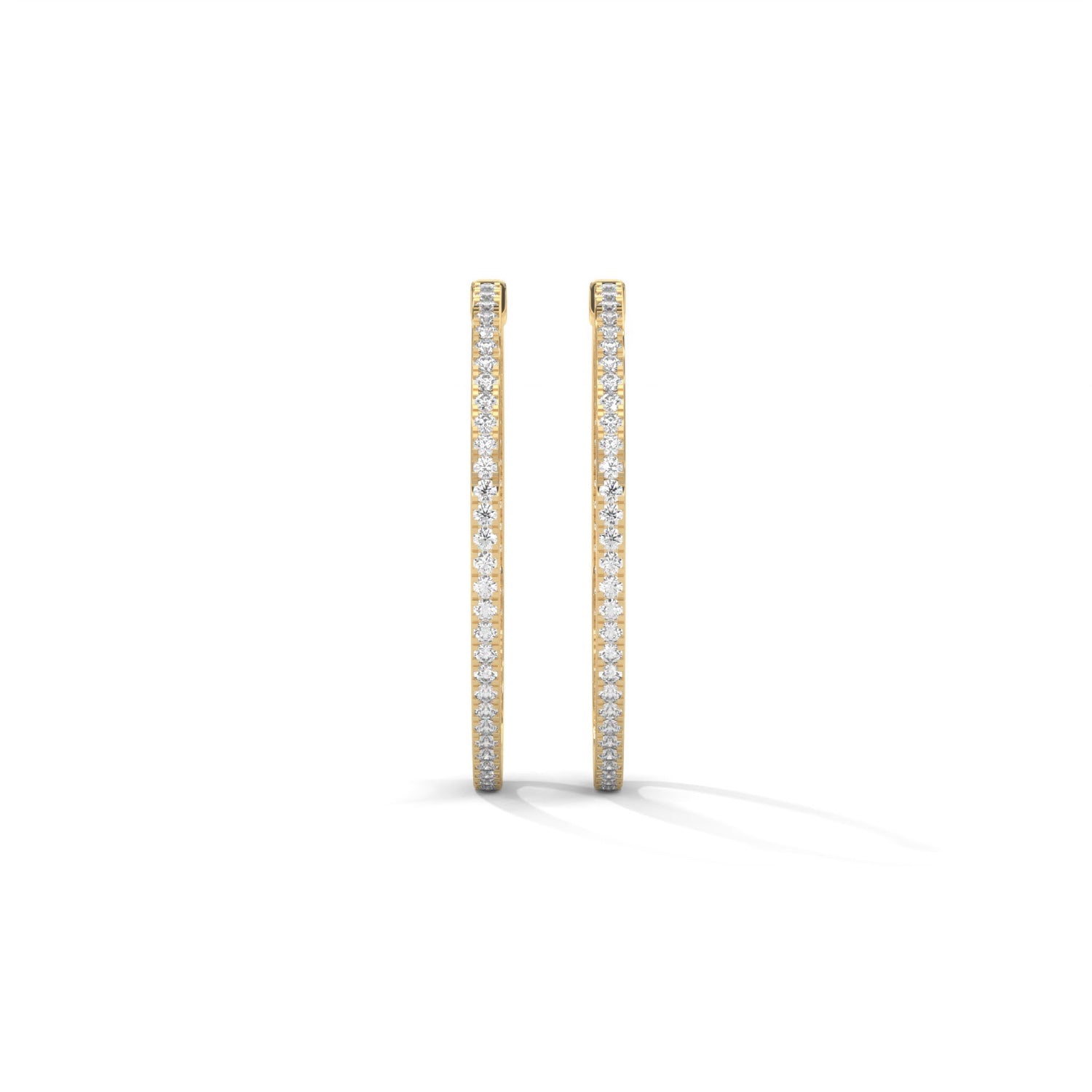 Lab-Grown Diamond Pavé Medium Hoop Earrings in Yellow Gold