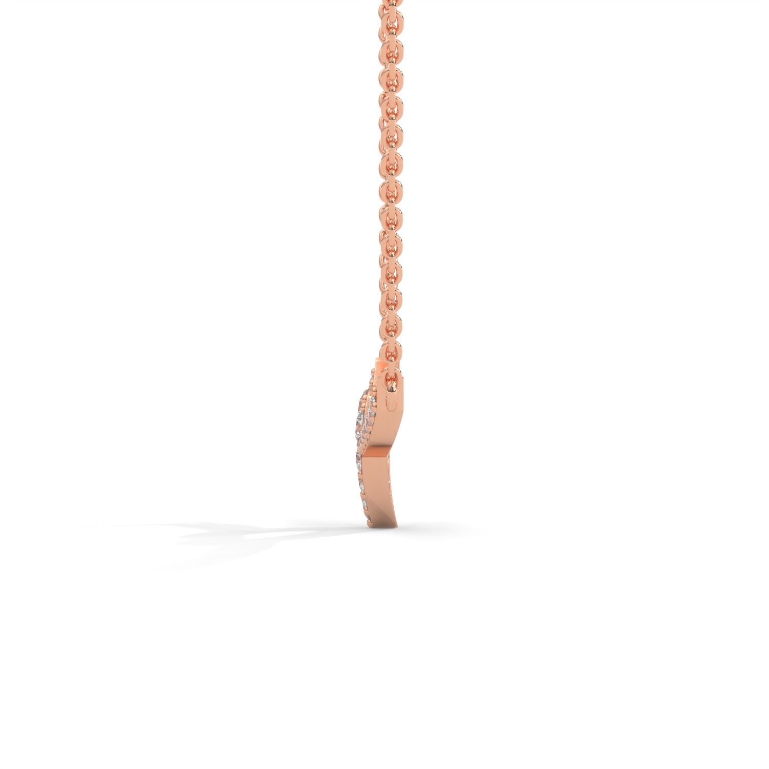 Lab-Grown Diamond Pavé Open Heart Pendant in Rose Gold