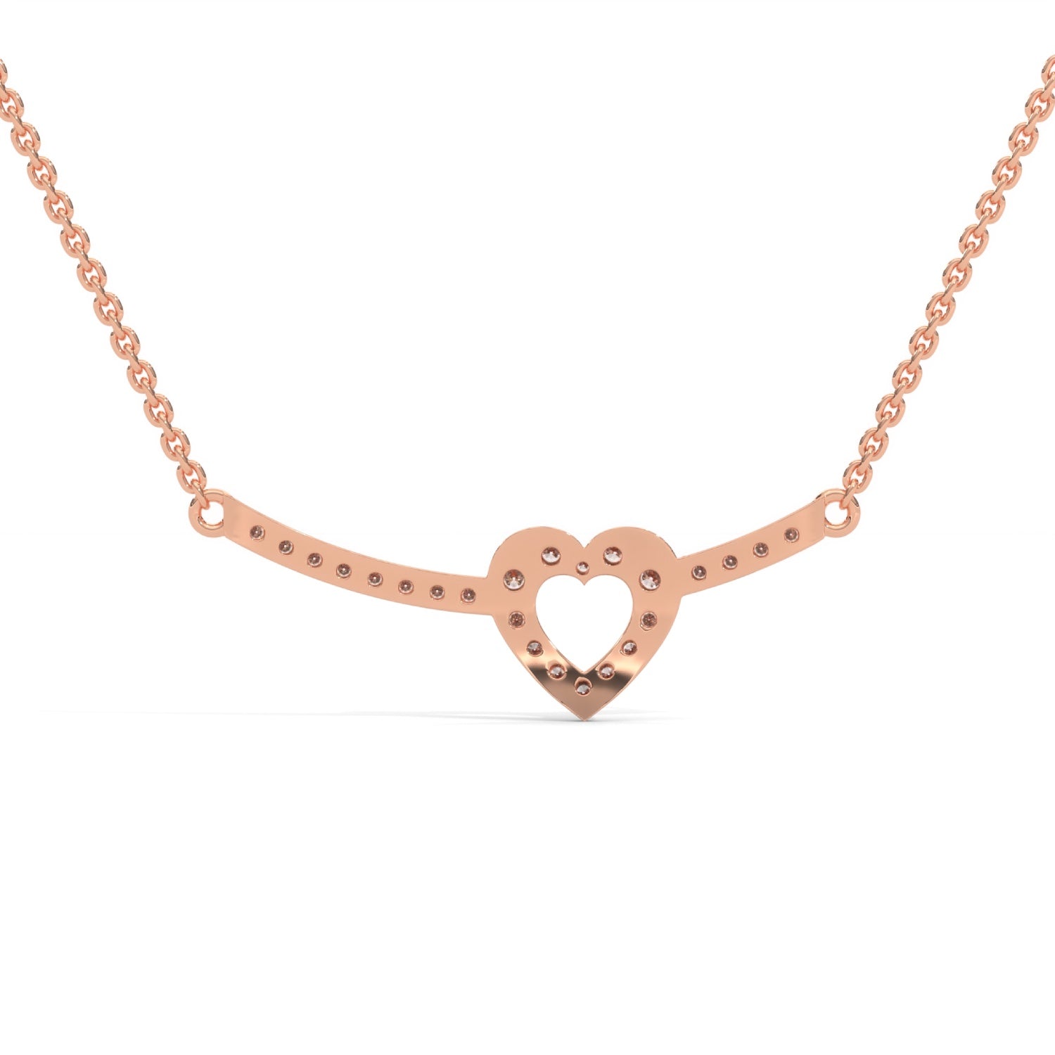 Lab-Grown Diamond Pavé Open Heart Pendant in Rose Gold
