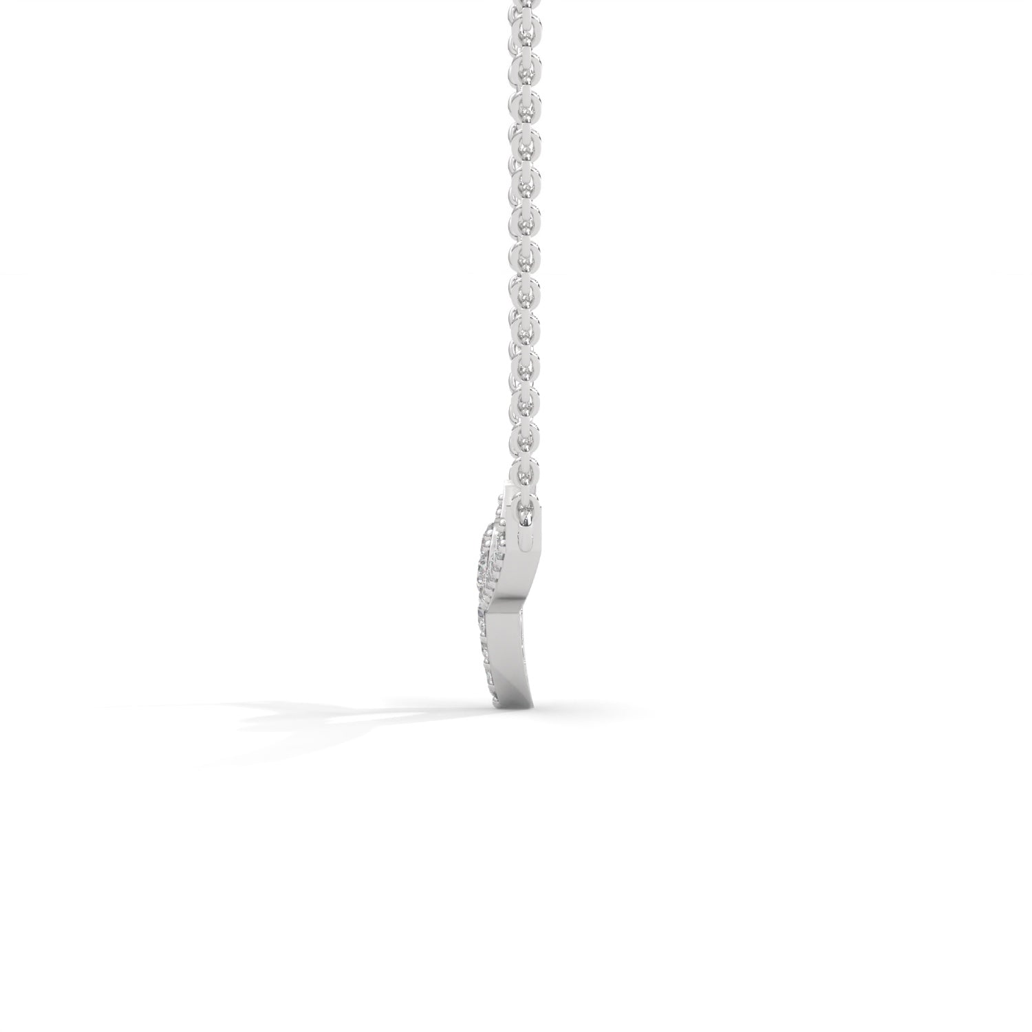 Lab-Grown Diamond Pavé Open Heart Pendant in White Gold