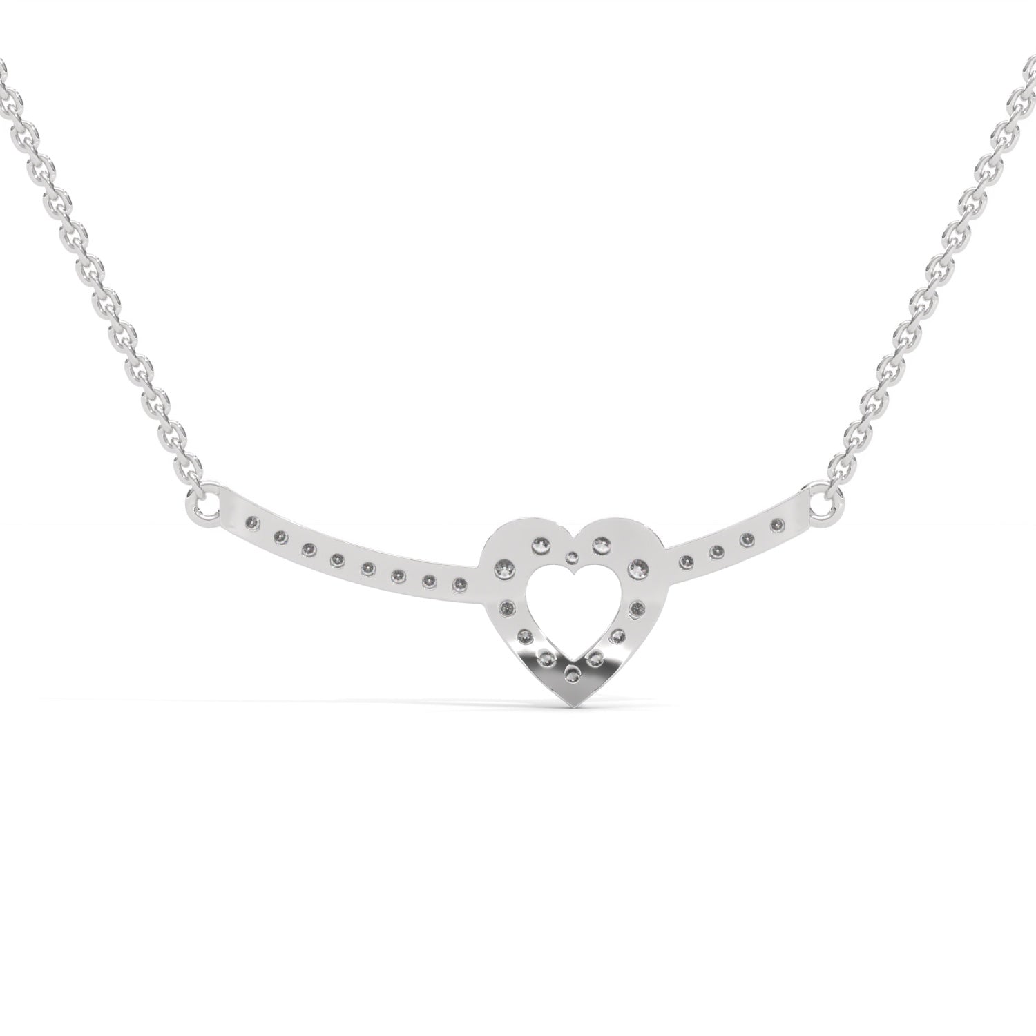 Lab-Grown Diamond Pavé Open Heart Pendant in White Gold