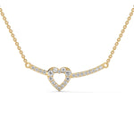 Lab-Grown Diamond Pavé Open Heart Pendant in Yellow Gold