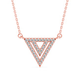 Lab-Grown Diamond Pavé Triangle Pendant in Rose Gold