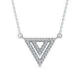Lab-Grown Diamond Pavé Triangle Pendant in White Gold