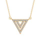 Lab-Grown Diamond Pavé Triangle Pendant in Yellow Gold