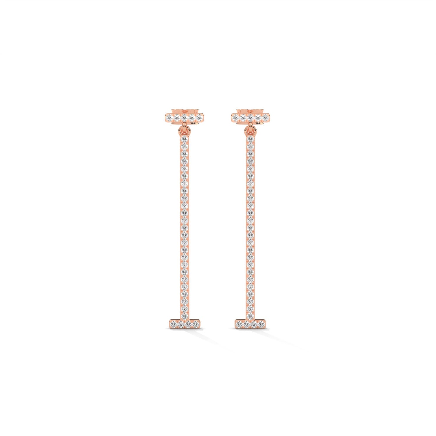 Lab-Grown Diamond Pavé Vertical Bar Drop Earrings in Rose Gold