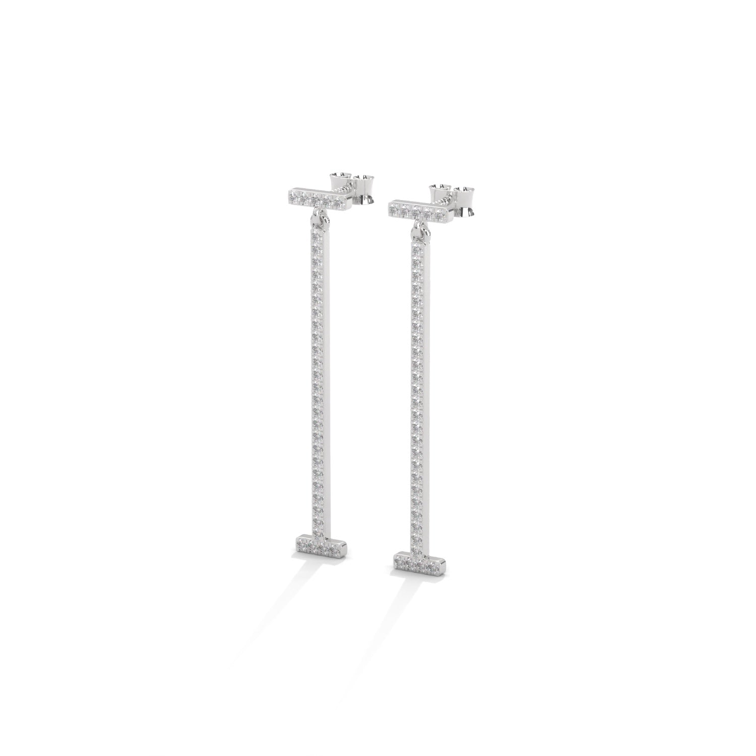 Lab-Grown Diamond Pavé Vertical Bar Drop Earrings in White Gold
