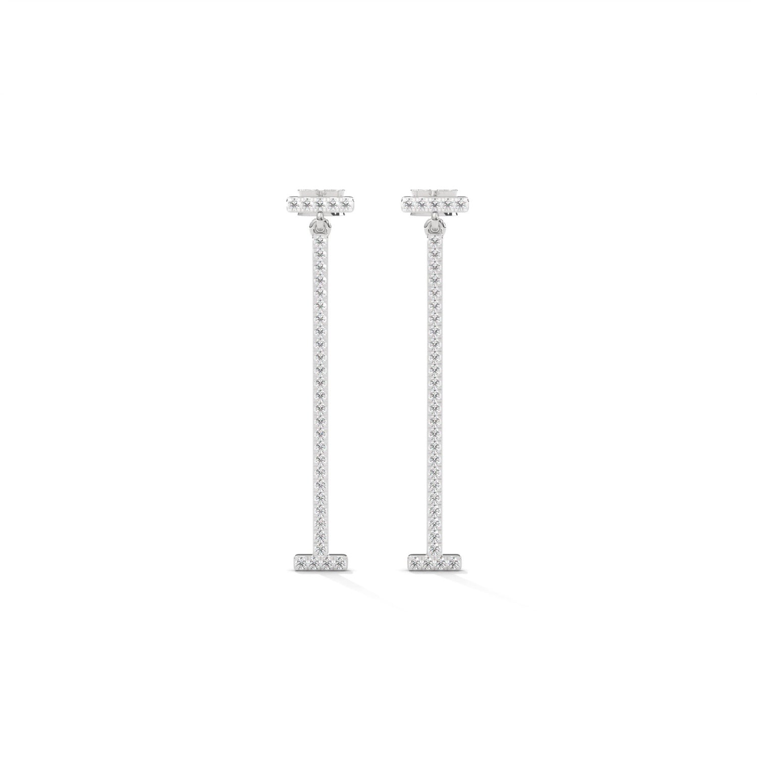 Lab-Grown Diamond Pavé Vertical Bar Drop Earrings in White Gold