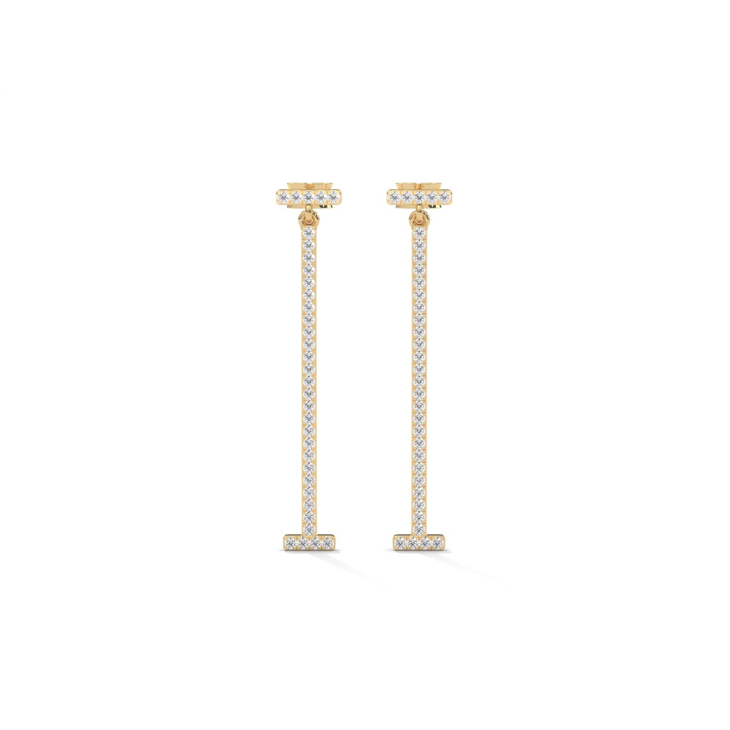 Lab-Grown Diamond Pavé Vertical Bar Drop Earrings in Yellow Gold