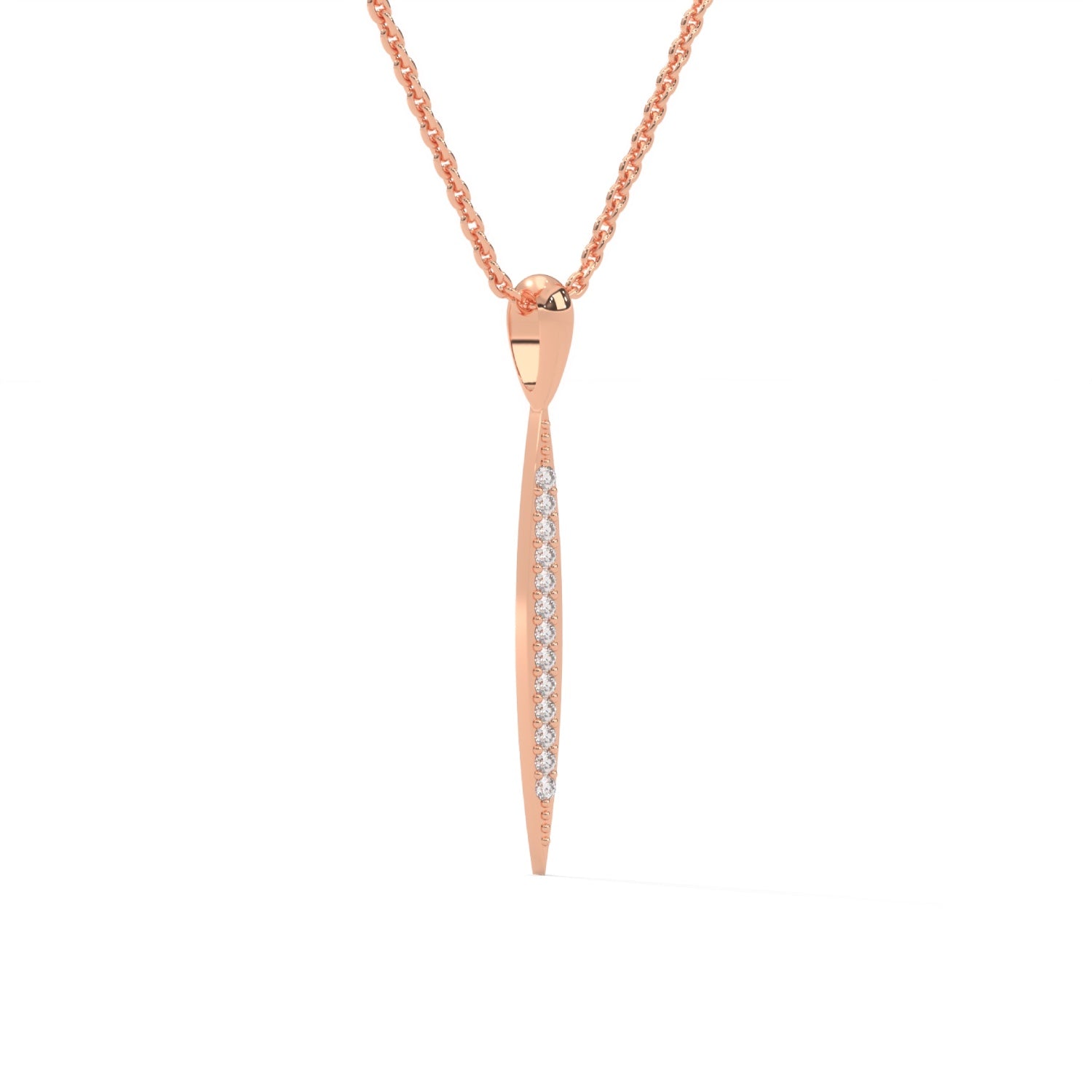 Lab-Grown Diamond Pavé Vertical Bar Pendant in Rose Gold