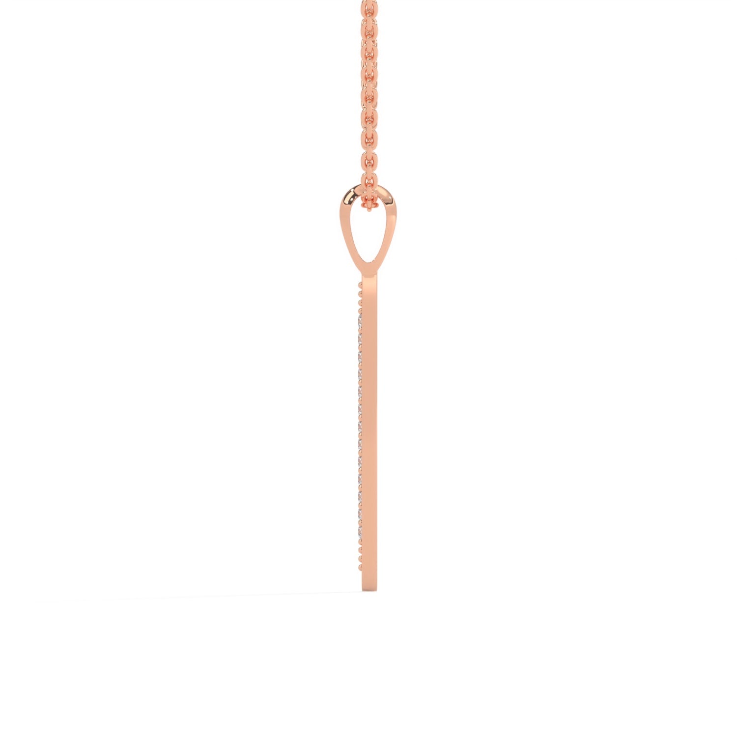 Lab-Grown Diamond Pavé Vertical Bar Pendant in Rose Gold