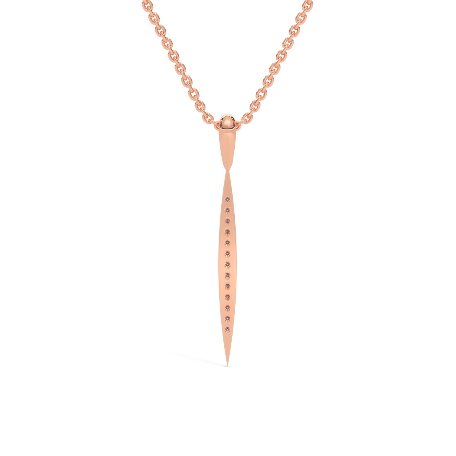 Lab-Grown Diamond Pavé Vertical Bar Pendant in Rose Gold