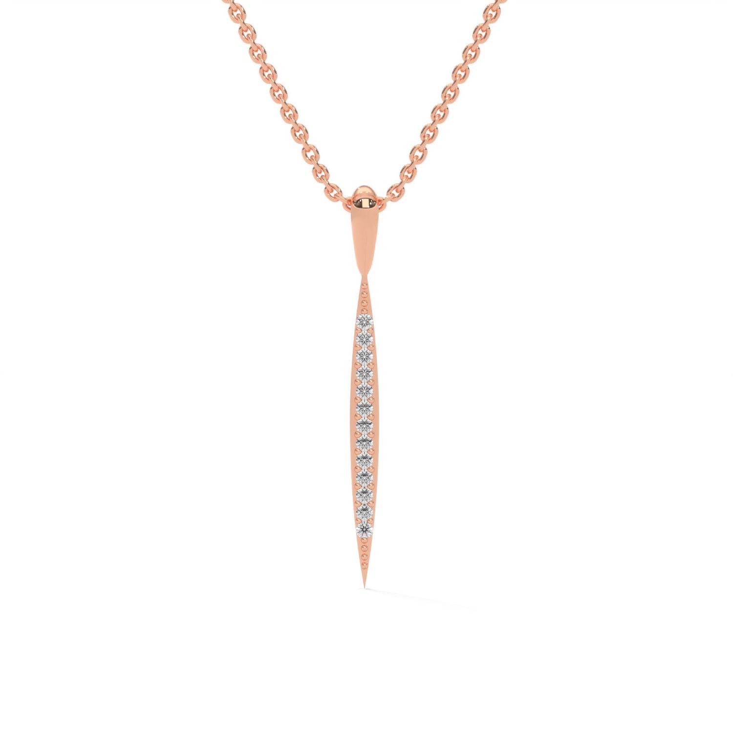 Lab-Grown Diamond Pavé Vertical Bar Pendant in Rose Gold
