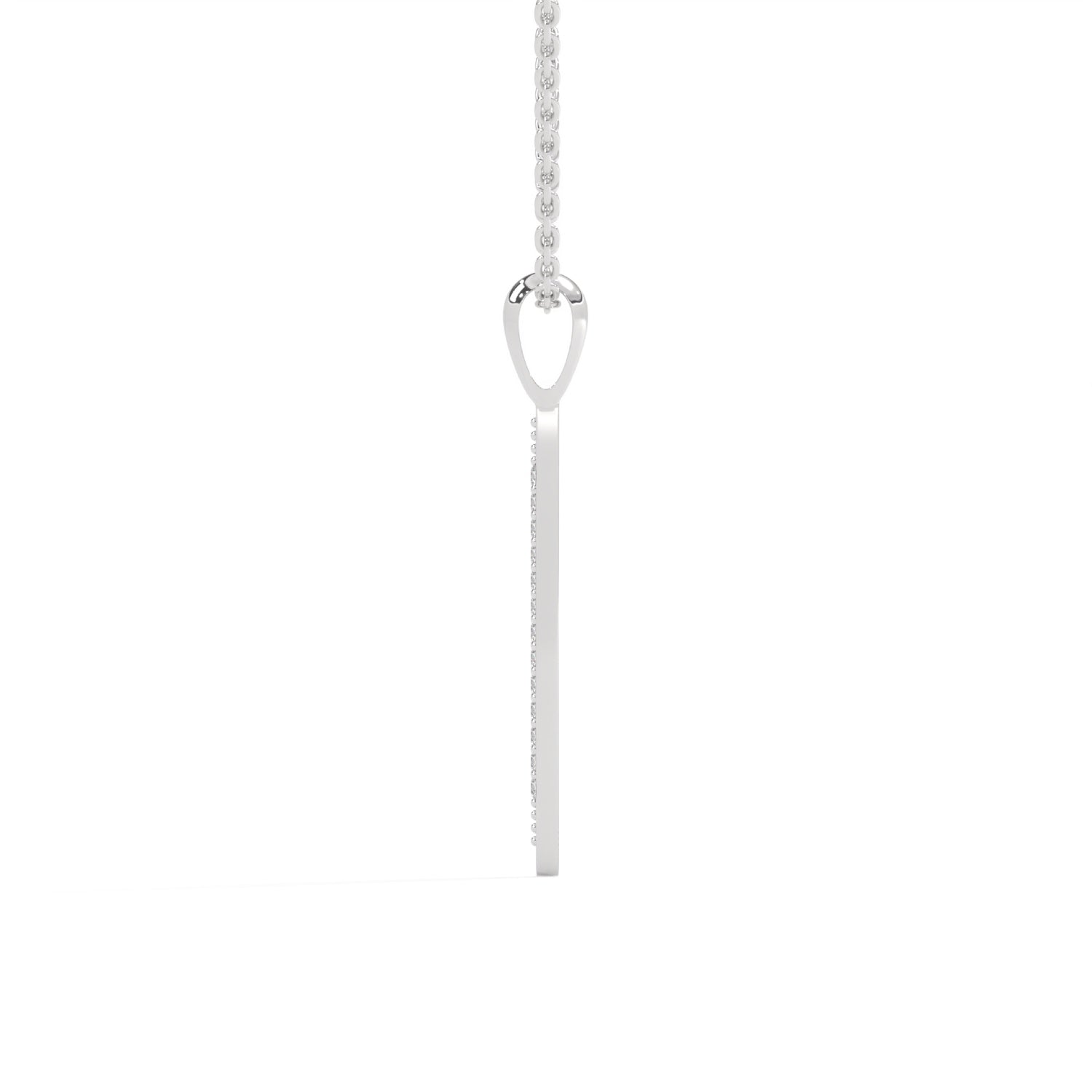 Lab-Grown Diamond Pavé Vertical Bar Pendant in White Gold