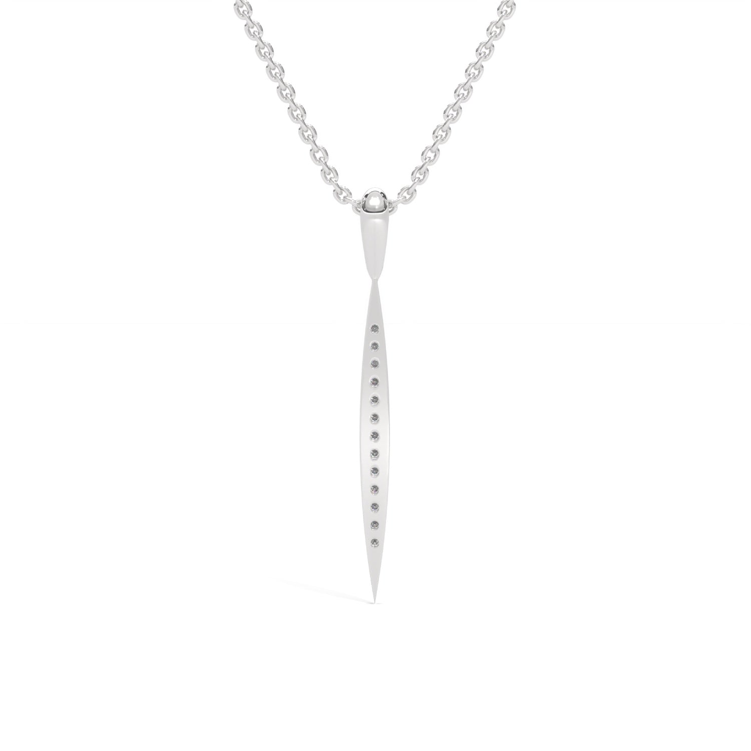 Lab-Grown Diamond Pavé Vertical Bar Pendant in White Gold
