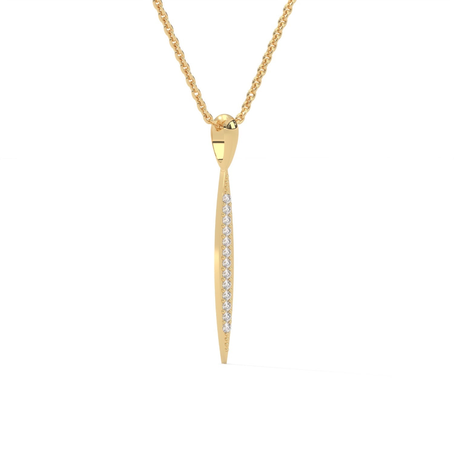 Lab-Grown Diamond Pavé Vertical Bar Pendant in Yellow Gold