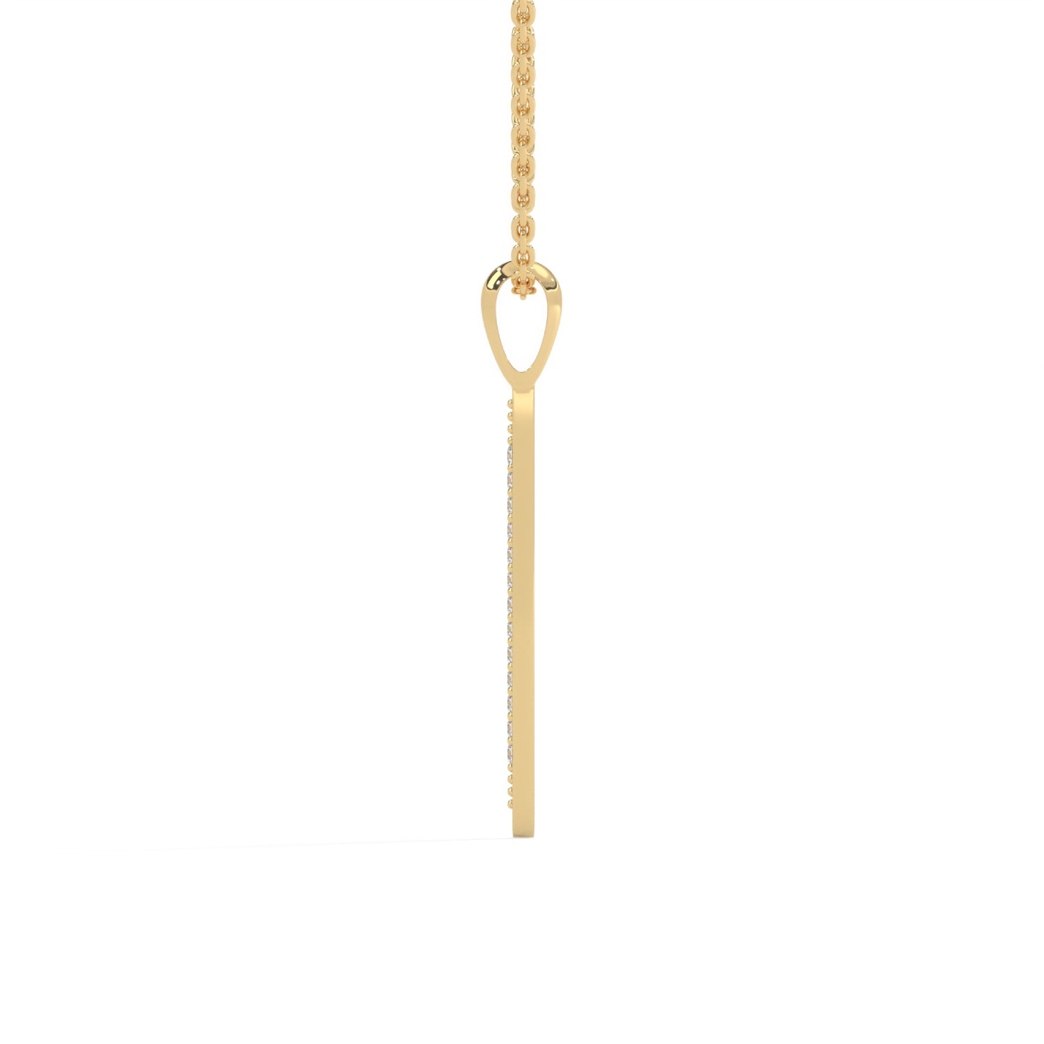 Lab-Grown Diamond Pavé Vertical Bar Pendant in Yellow Gold