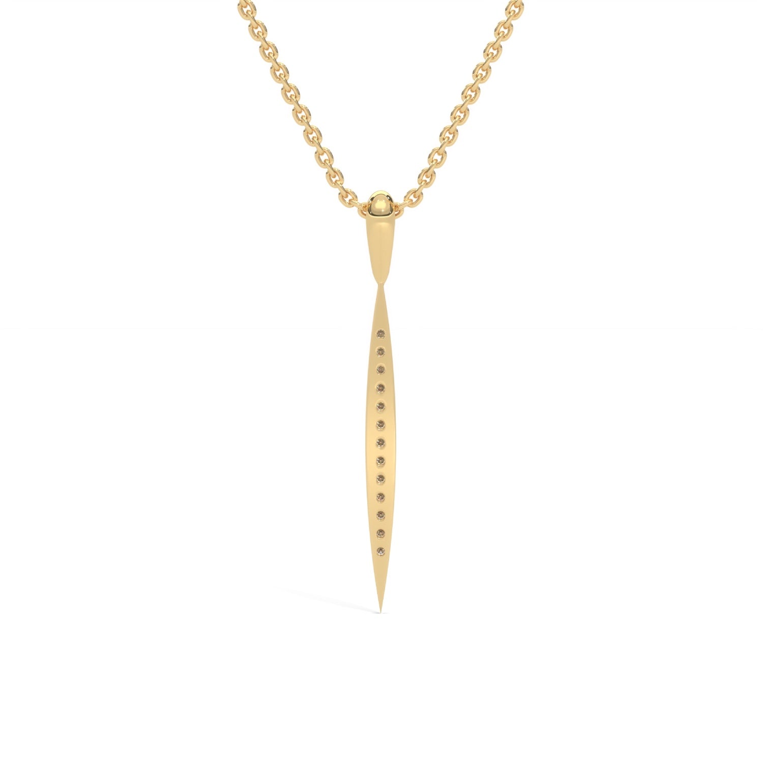 Lab-Grown Diamond Pavé Vertical Bar Pendant in Yellow Gold