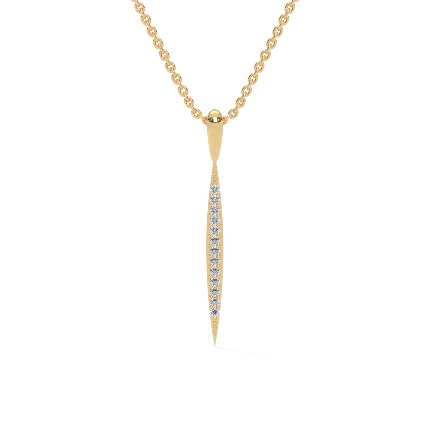 Lab-Grown Diamond Pavé Vertical Bar Pendant in Yellow Gold