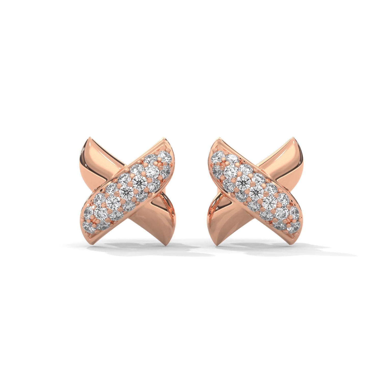 Lab-Grown Diamond Pavé X Stud Earrings in Rose Gold