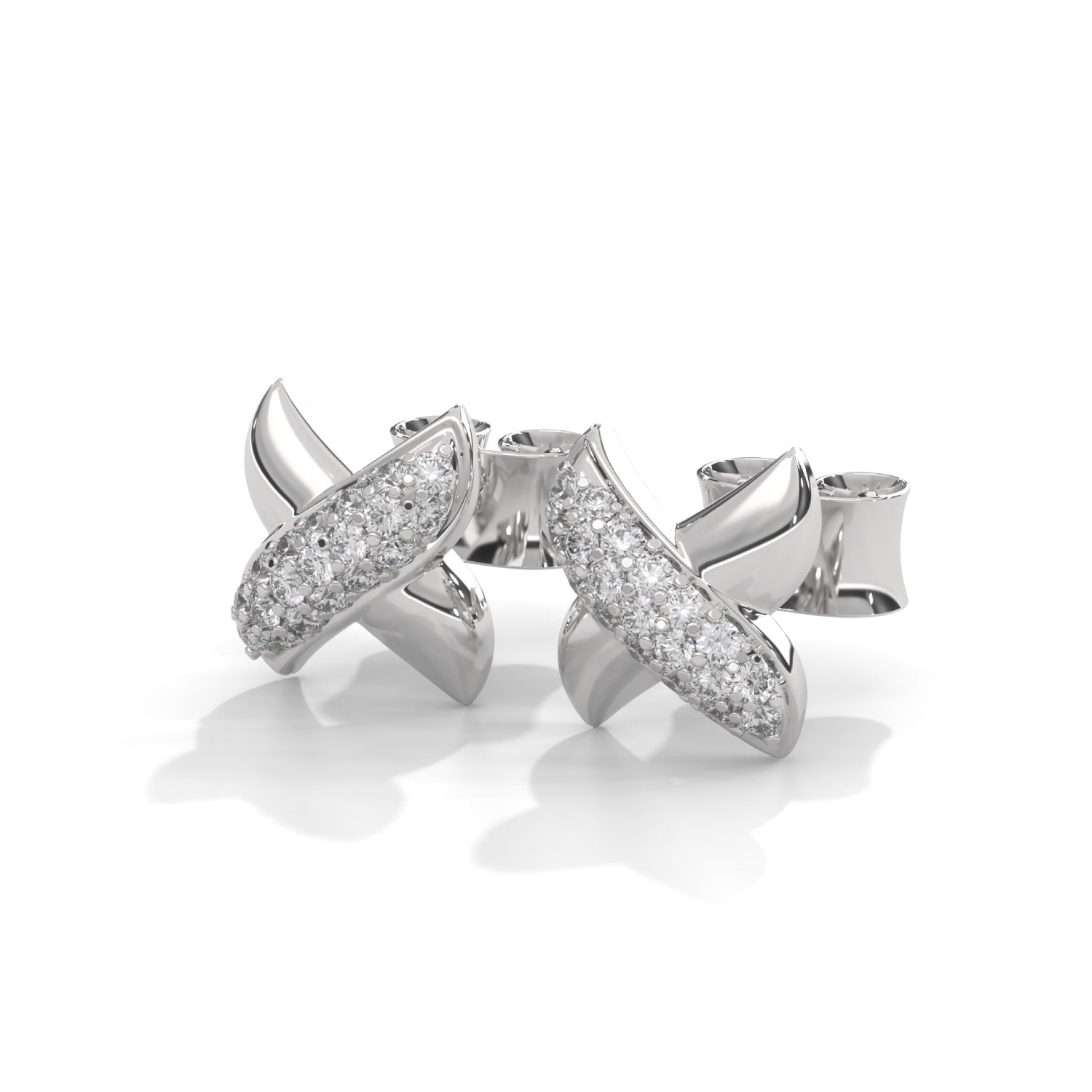Lab-Grown Diamond Pavé X Stud Earrings in White Gold