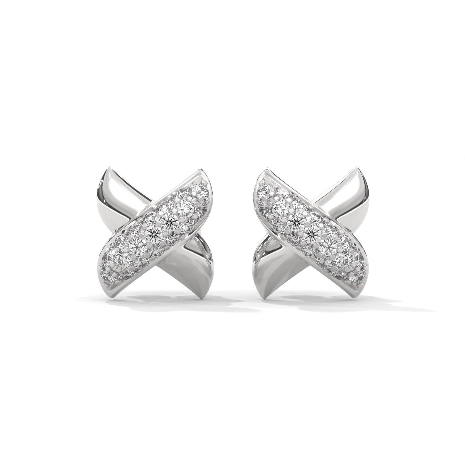 Lab-Grown Diamond Pavé X Stud Earrings in White Gold