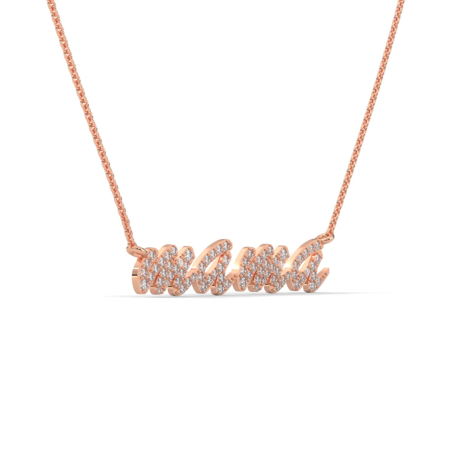 Lab-Grown Diamond Pavé “Mama” Pendant in Rose Gold