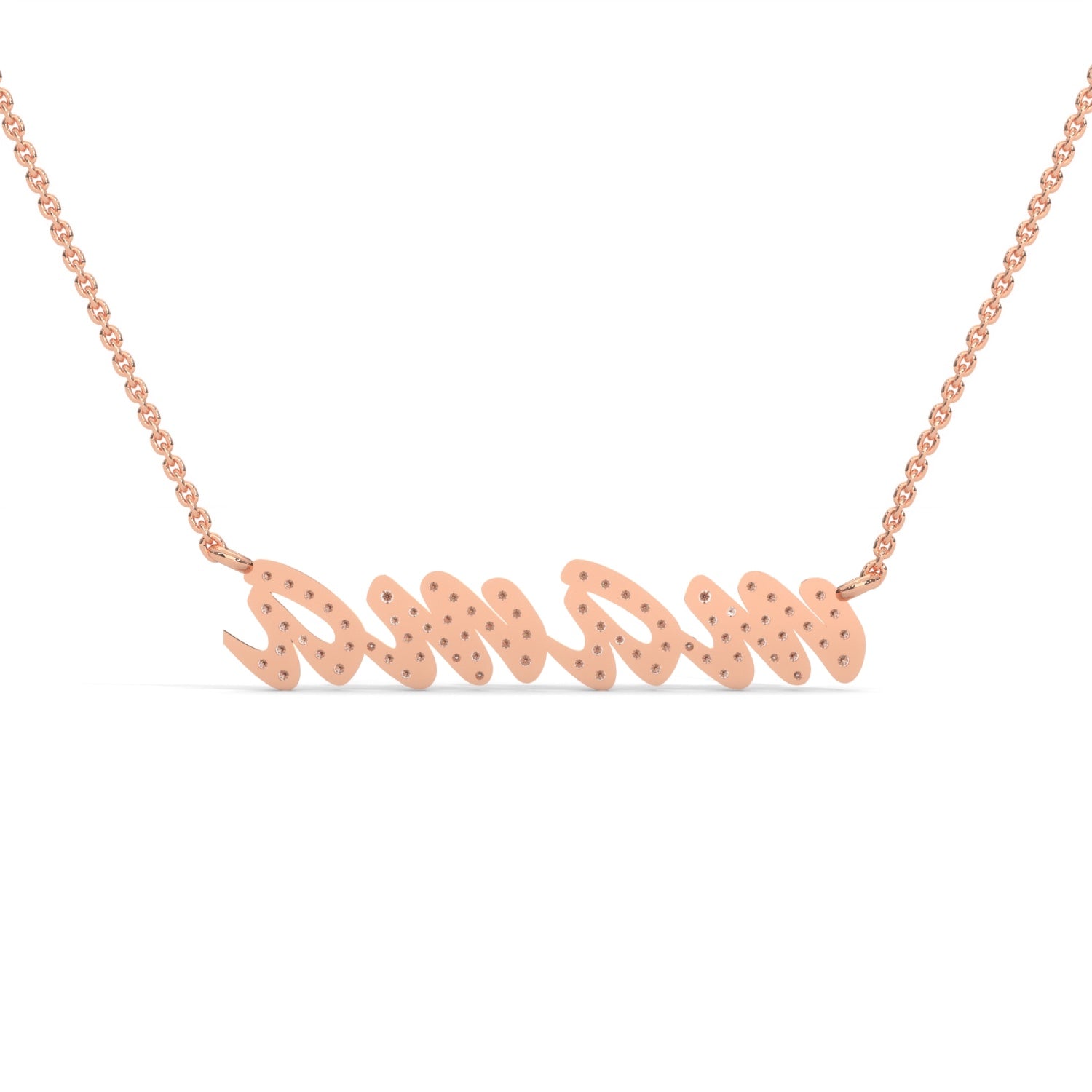 Lab-Grown Diamond Pavé “Mama” Pendant in Rose Gold