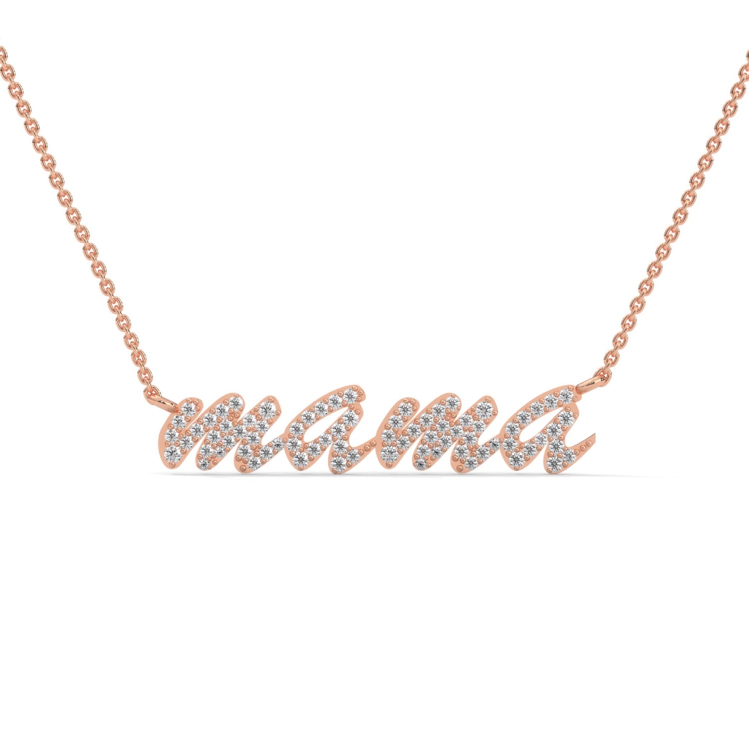 Lab-Grown Diamond Pavé “Mama” Pendant in Rose Gold