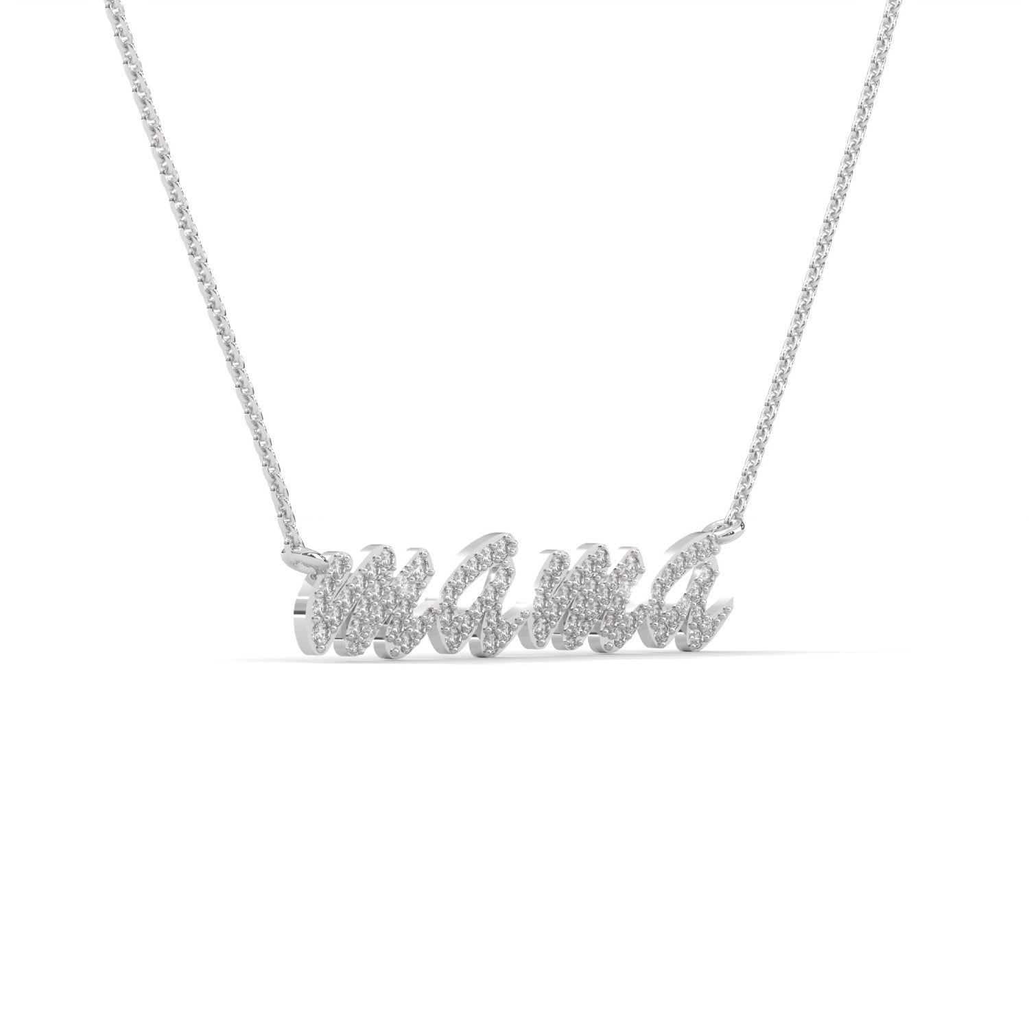 Lab-Grown Diamond Pavé “Mama” Pendant in White Gold