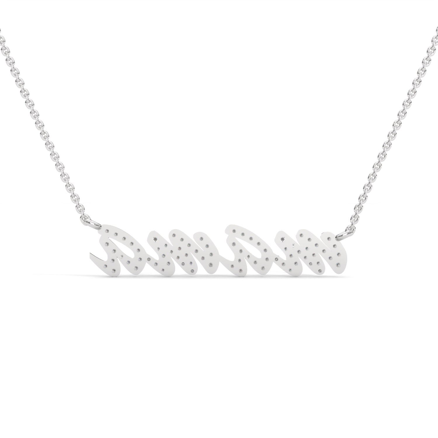 Lab-Grown Diamond Pavé “Mama” Pendant in White Gold
