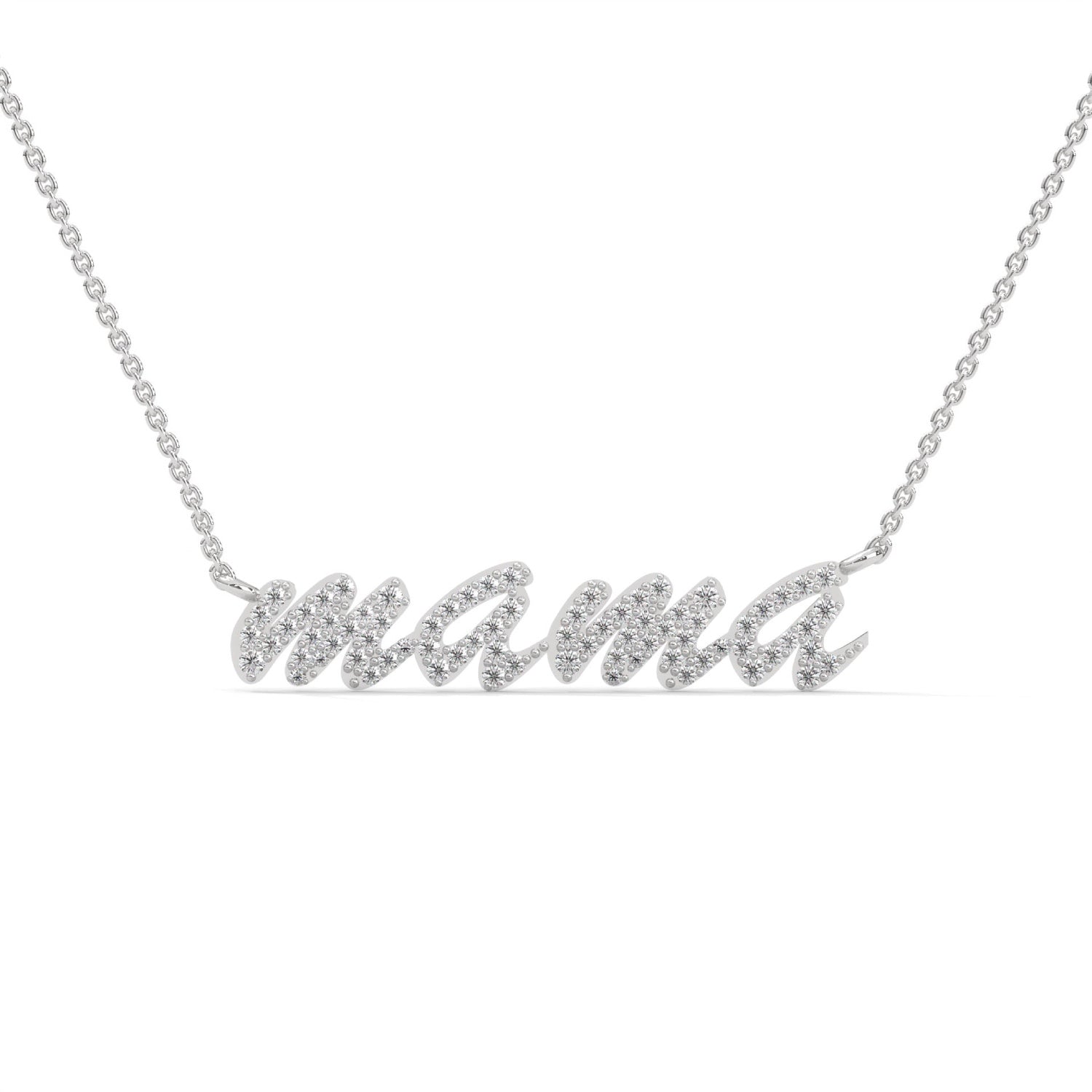 Lab-Grown Diamond Pavé “Mama” Pendant in White Gold